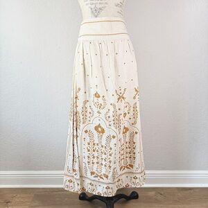Elegant Cream and Gold Maxi Skirt